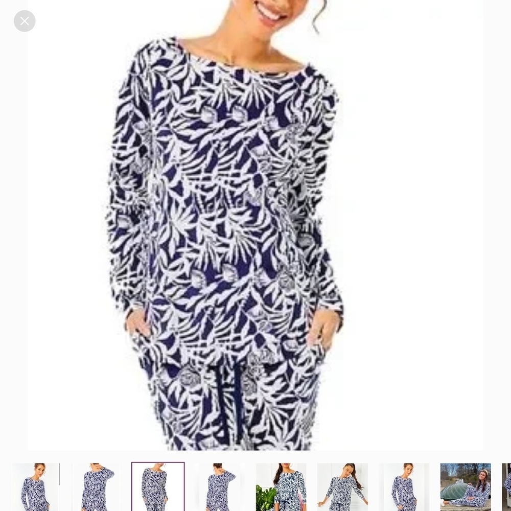 Lilly Pulitzer UPF 50 Karessa Blue and White Top EUC